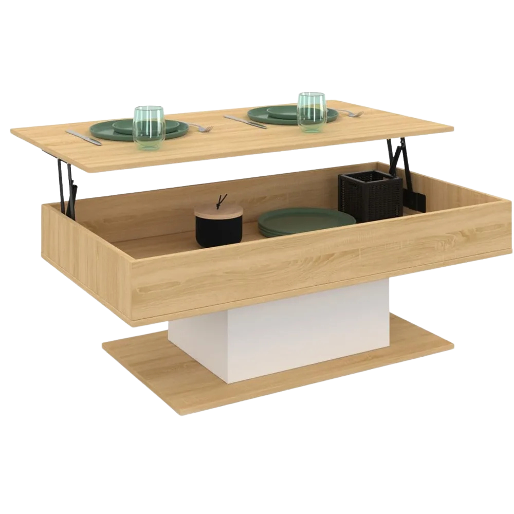 Table Basse Relevable en Bois Rectangulaire Élève