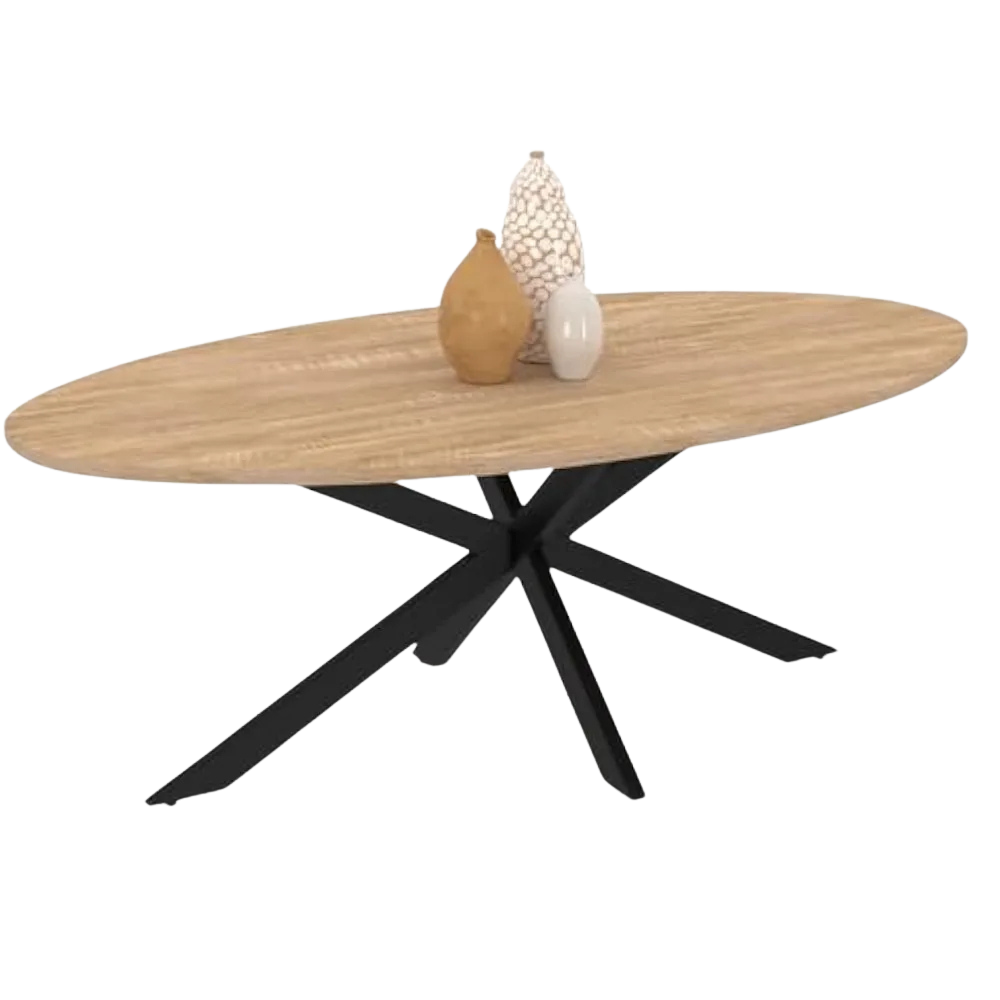 Table Basse Ovale en Bois et Métal - Design Moderne Palvo