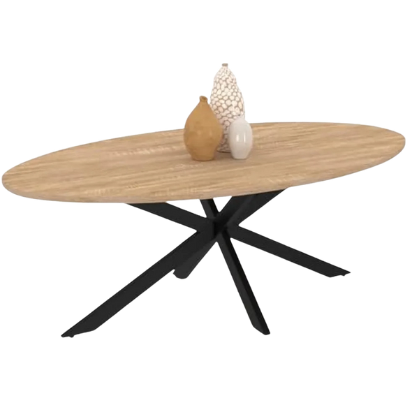 Table Basse Ovale en Bois et Métal - Design Moderne Palvo