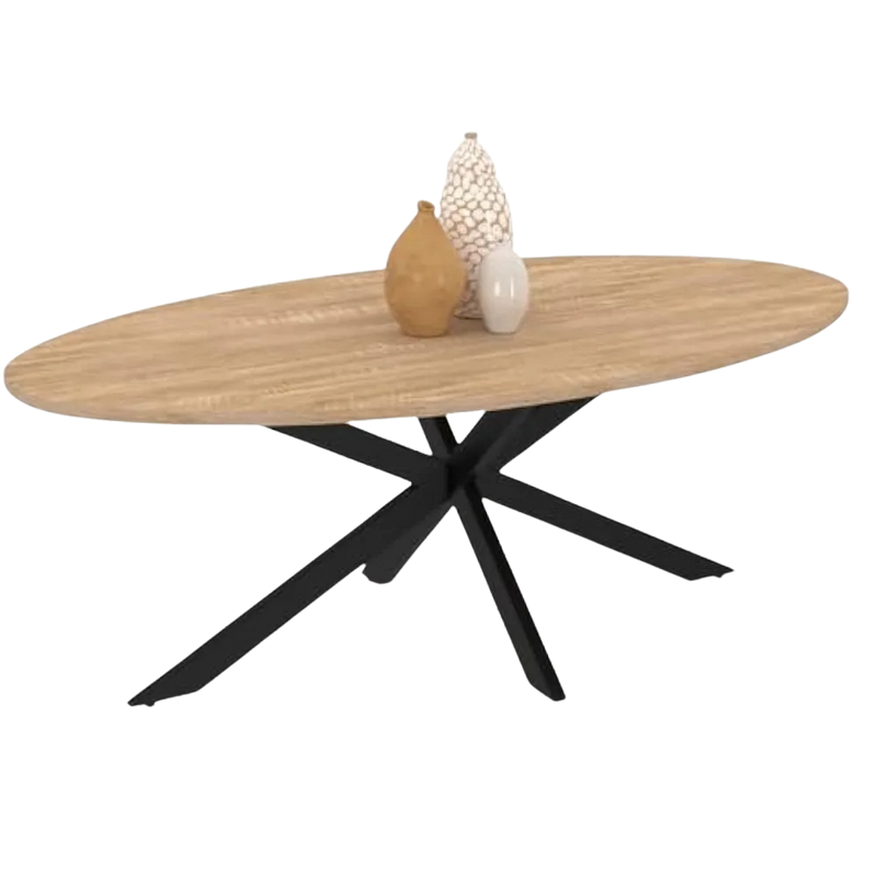 Table Basse Ovale en Bois et Métal - Design Moderne Palvo
