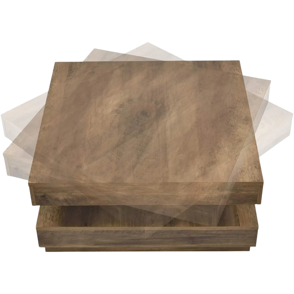 Table Basse Carrée Double Niveau Plateau Tournant Twist