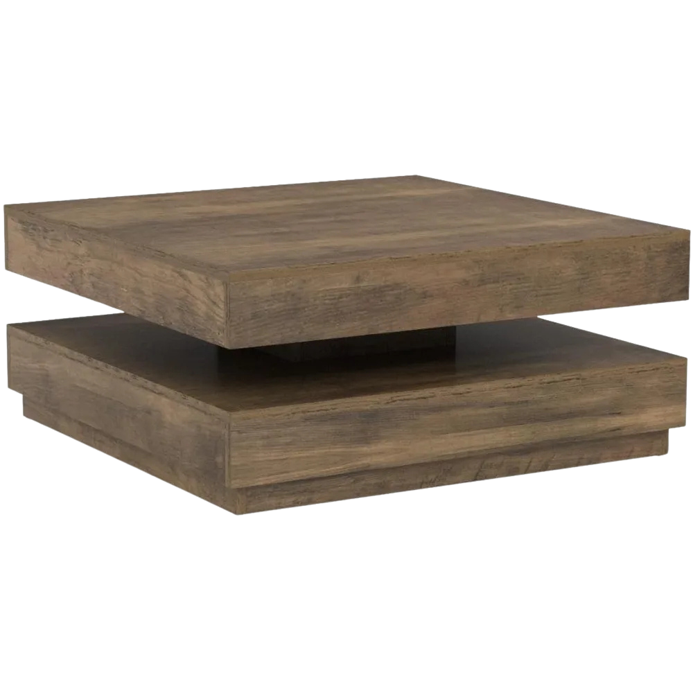 Table Basse Carrée Double Niveau Plateau Tournant Twist