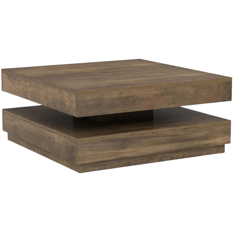 Table Basse Carrée Double Niveau Plateau Tournant Twist