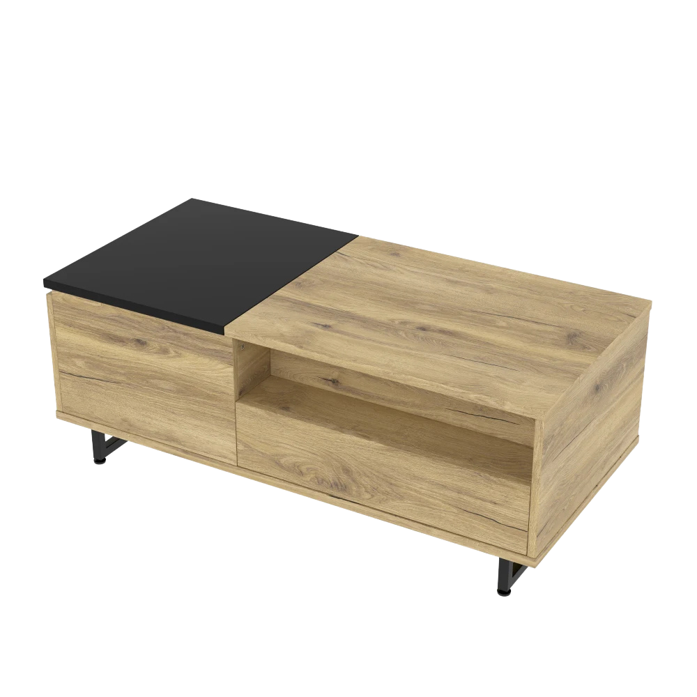 Table Basse Relevable Bois et Métal avec LED - Design Moderne Nexo
