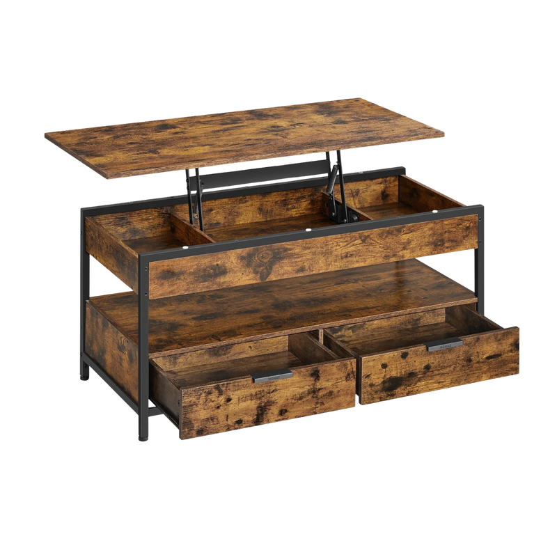 Table Basse Relevable Industrielle avec Rangement - Design Industriel Kravo