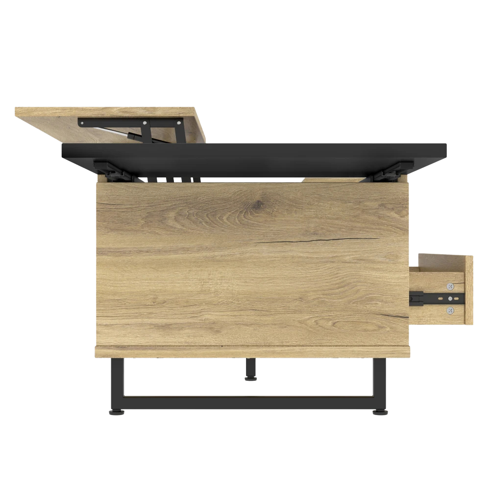 Table Basse Relevable Bois et Métal avec LED - Design Moderne Nexo