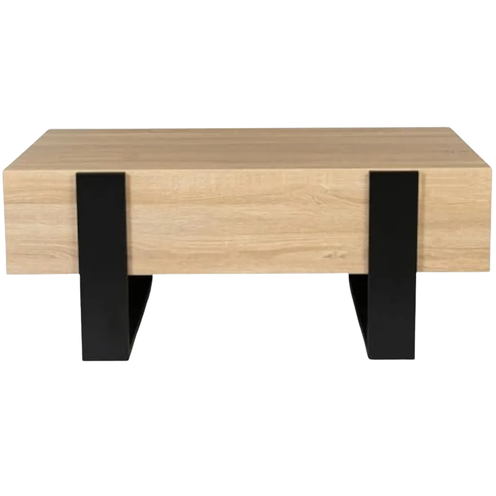 Table Basse Bois Rectangulaire avec Tiroirs - Style Industriel Loft