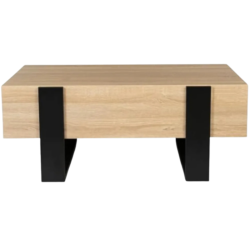 Table Basse Bois Rectangulaire avec Tiroirs - Style Industriel Loft