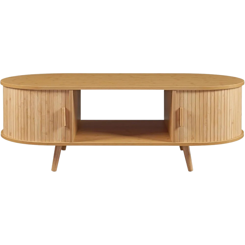 Table Basse Ovale Bois avec Rangement - Design Scandinave Odéa