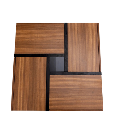 Table Basse Bois Carrée et Noir 2 Tiroir Onyx
