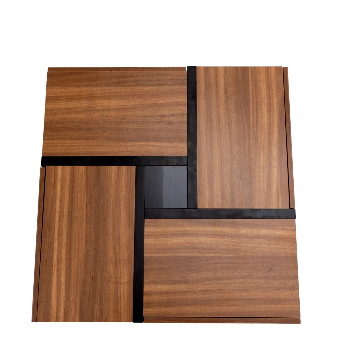 Table Basse Bois Carrée et Noir 2 Tiroir Onyx