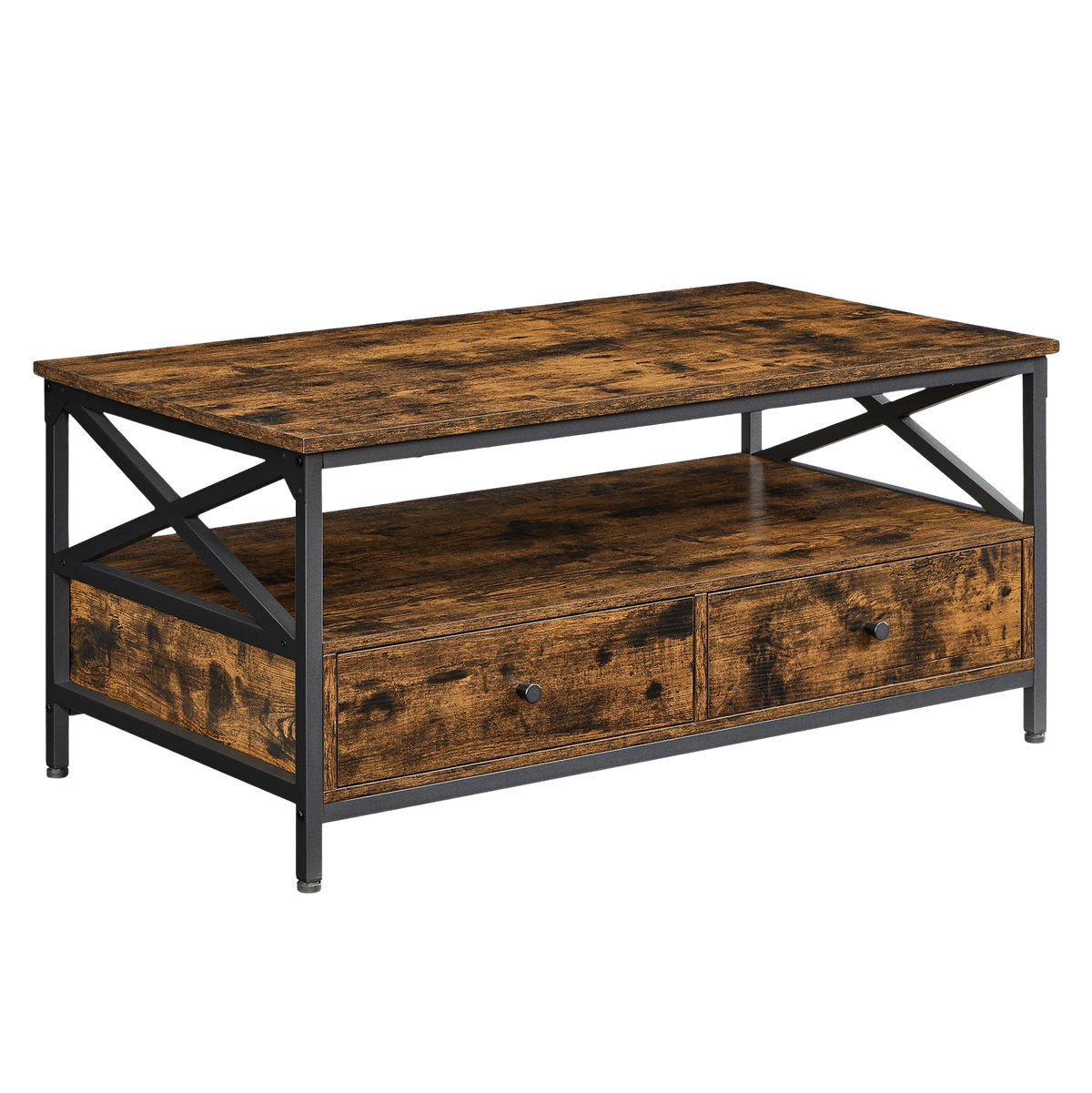 Table Basse Bois Rectangulaire avec Rangement - Design Campagne Tolby