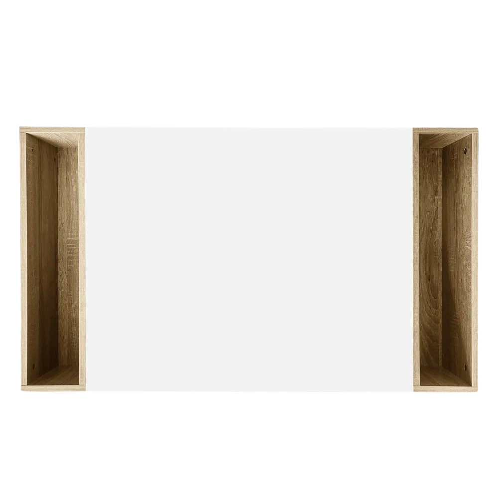 Table Basse Rectangulaire Blanche et Bois avec Rangement - Style Moderne Elira