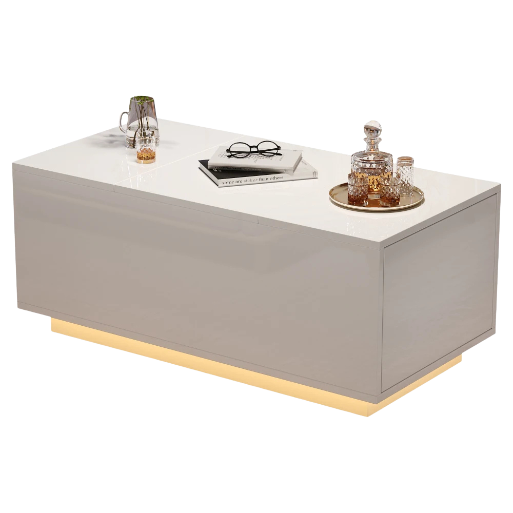 Table Basse Relevable avec LED et Plateau Ajustable - Kavon