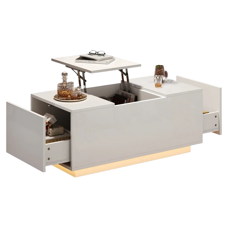 Table Basse Relevable avec LED et Plateau Ajustable - Kavon