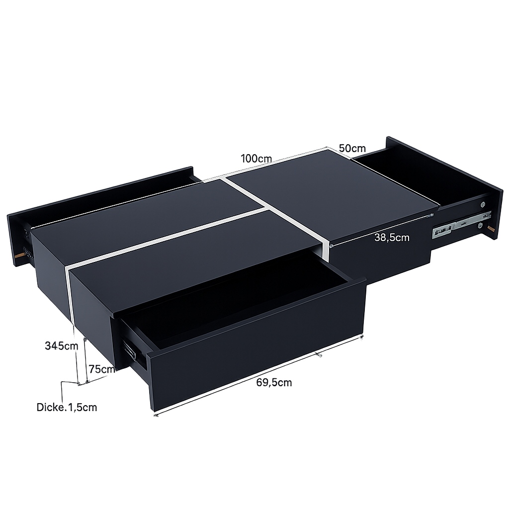 Table Basse Noire et Blanche avec LED - Design Moderne Vindra