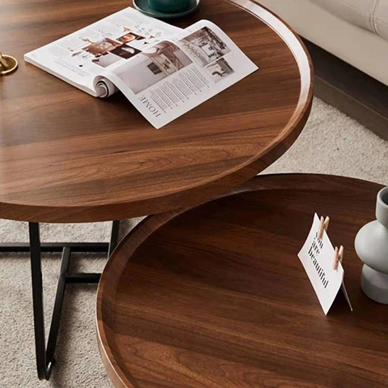 Table Basse Gigogne Ronde en Bois de Noyer - Ekvi