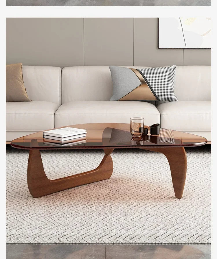 Table Basse en Verre et Bois Ovale - Design Scandinave Ovala
