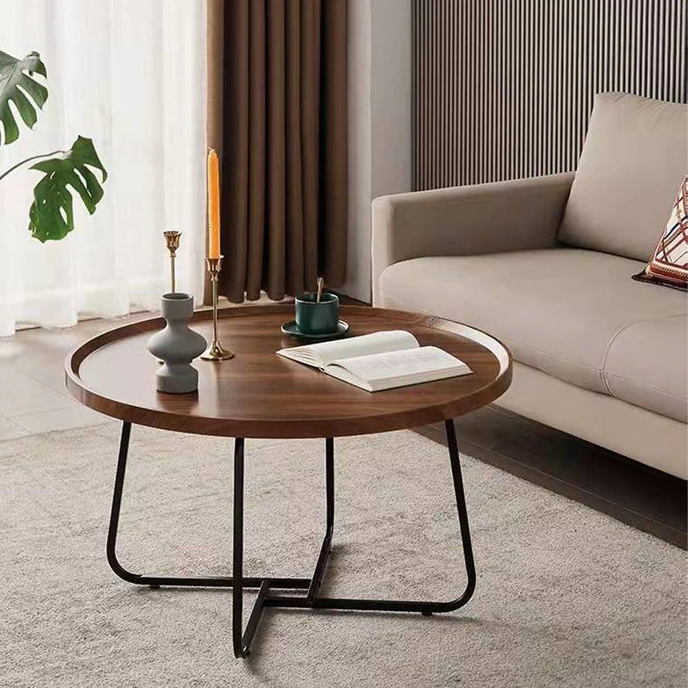 Table Basse Gigogne Ronde en Bois de Noyer - Ekvi