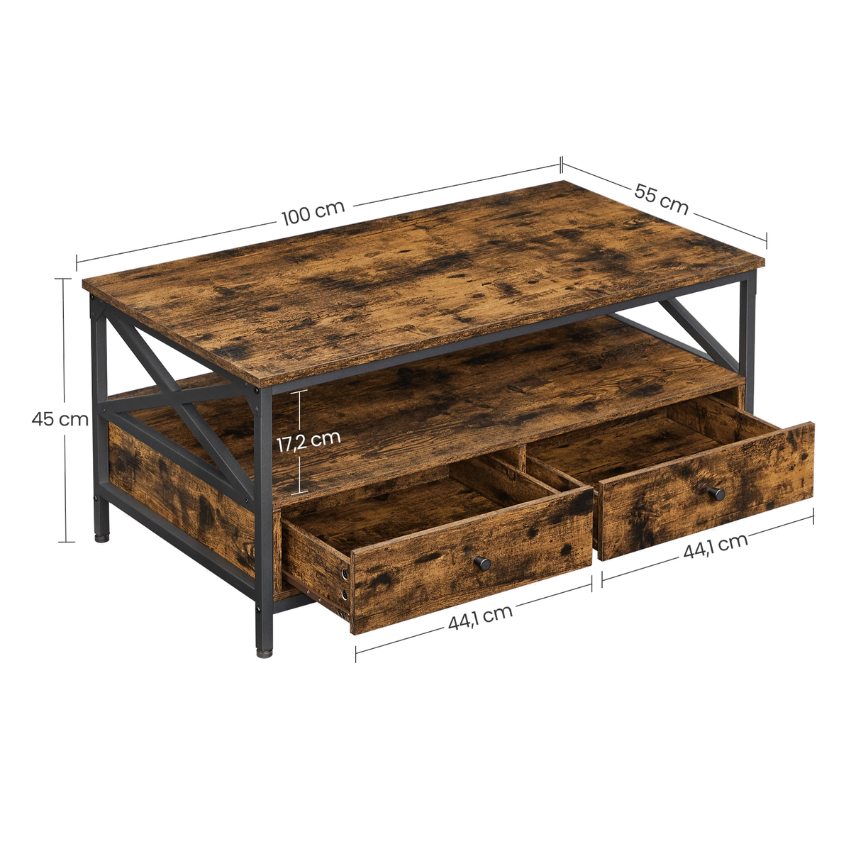 Table Basse Bois Rectangulaire avec Rangement - Design Campagne Tolby