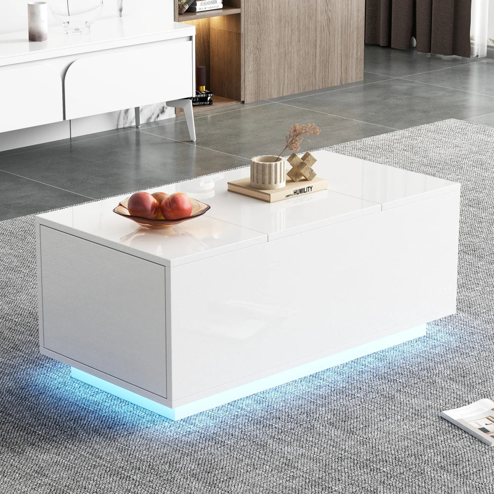 Table Basse Relevable avec LED et Plateau Ajustable - Kavon