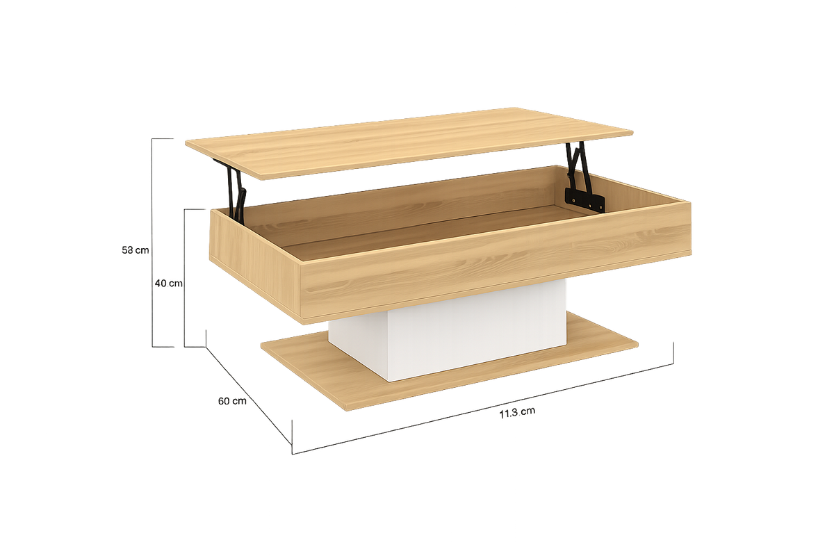 Table Basse Relevable en Bois Rectangulaire Élève