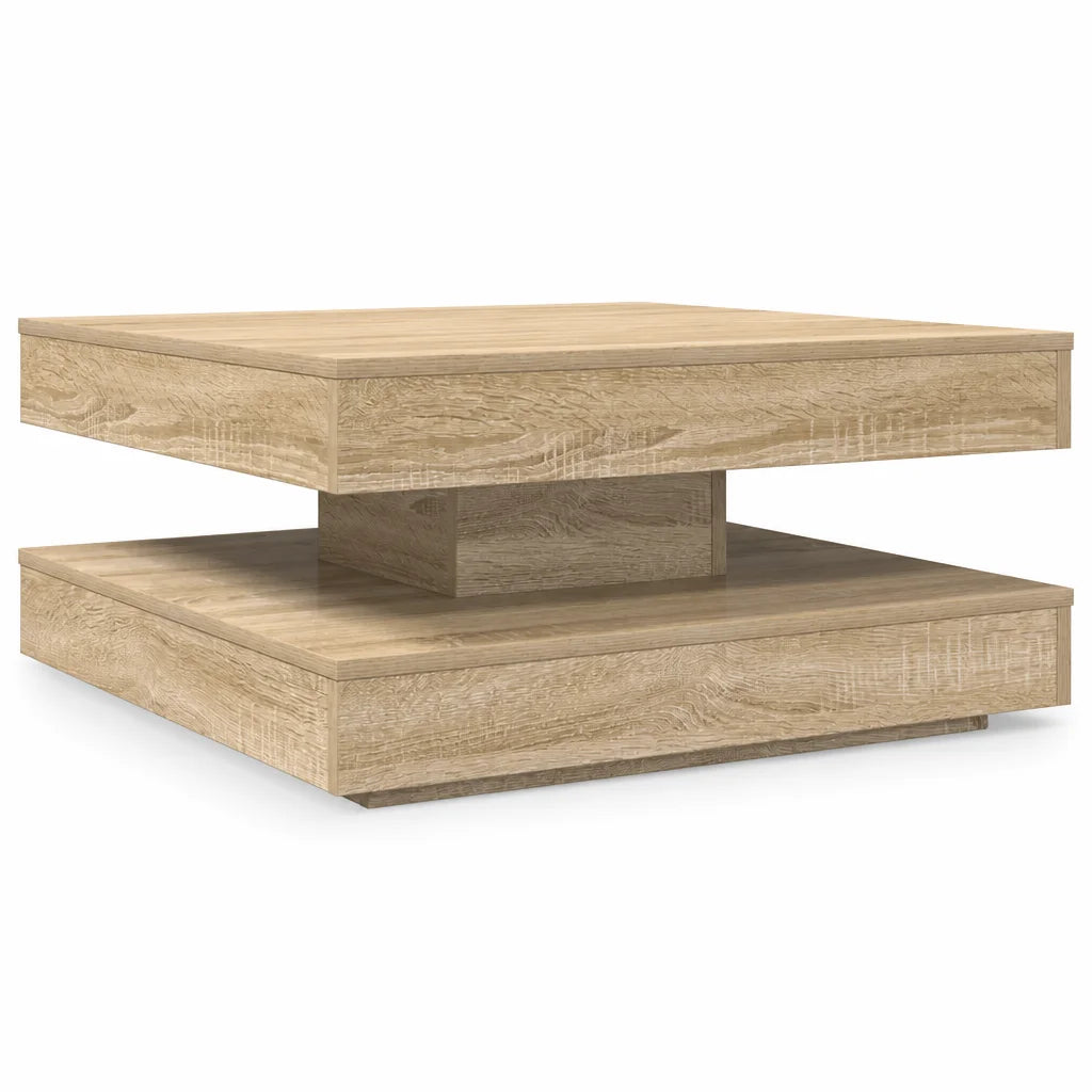 Table Basse Carrée Double Niveau Plateau Tournant Twist