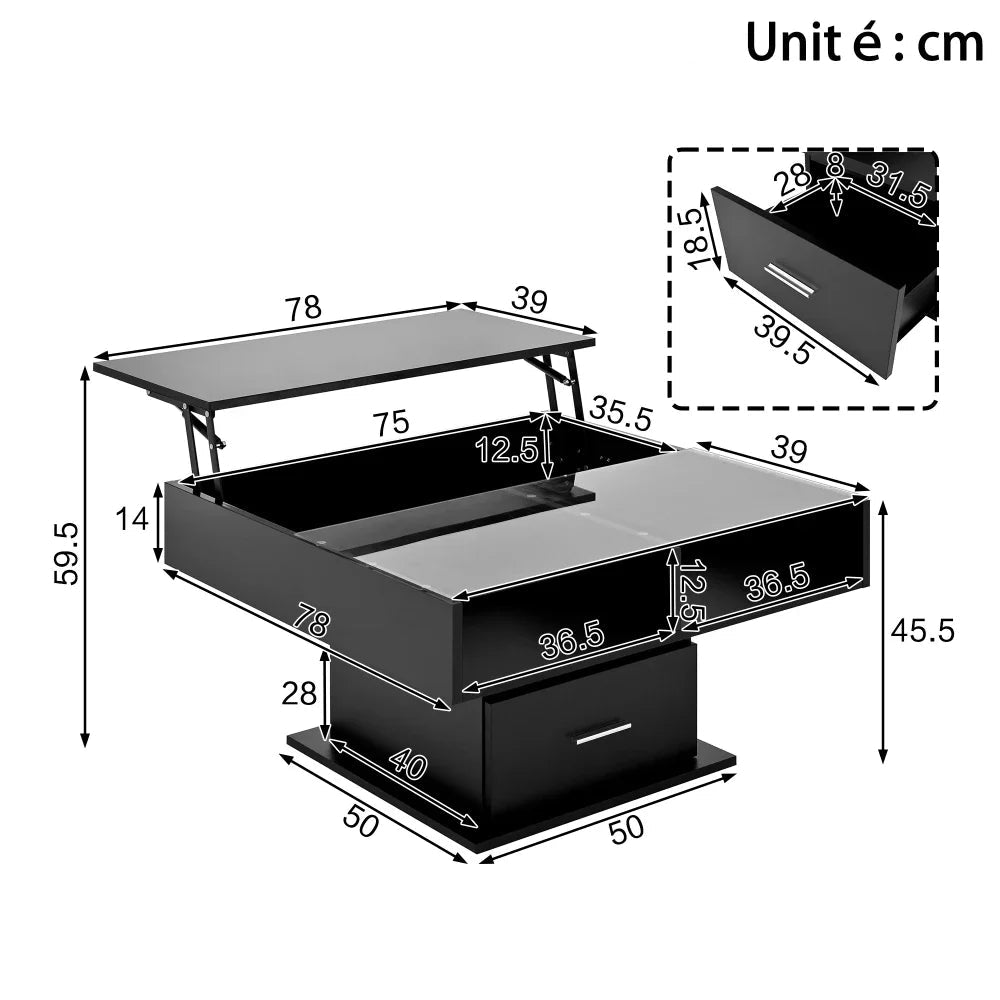 Table Basse Relevable avec LED et Rangement - Design Moderne Kestro