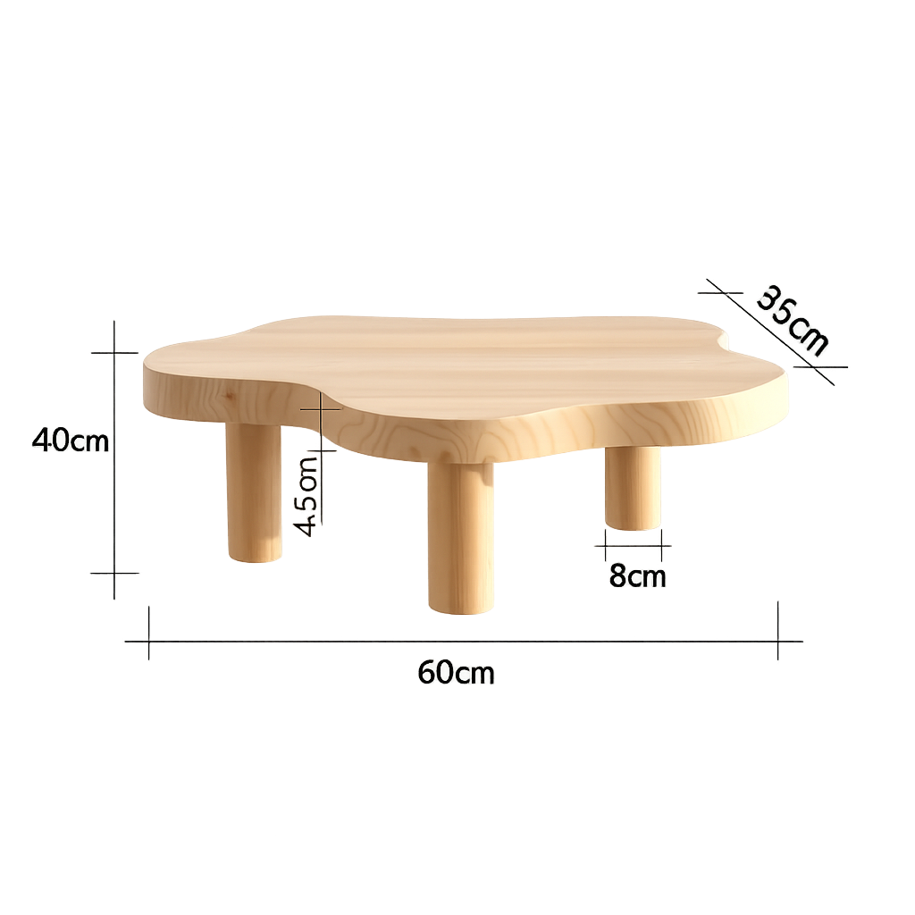 Table Basse en Bois Massif Forme Nuage - Style Scandinave Nubia