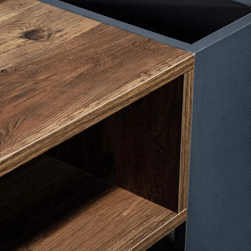 Table Basse Bois et Bleu Profond avec Rangement - Design Moderne Azuro