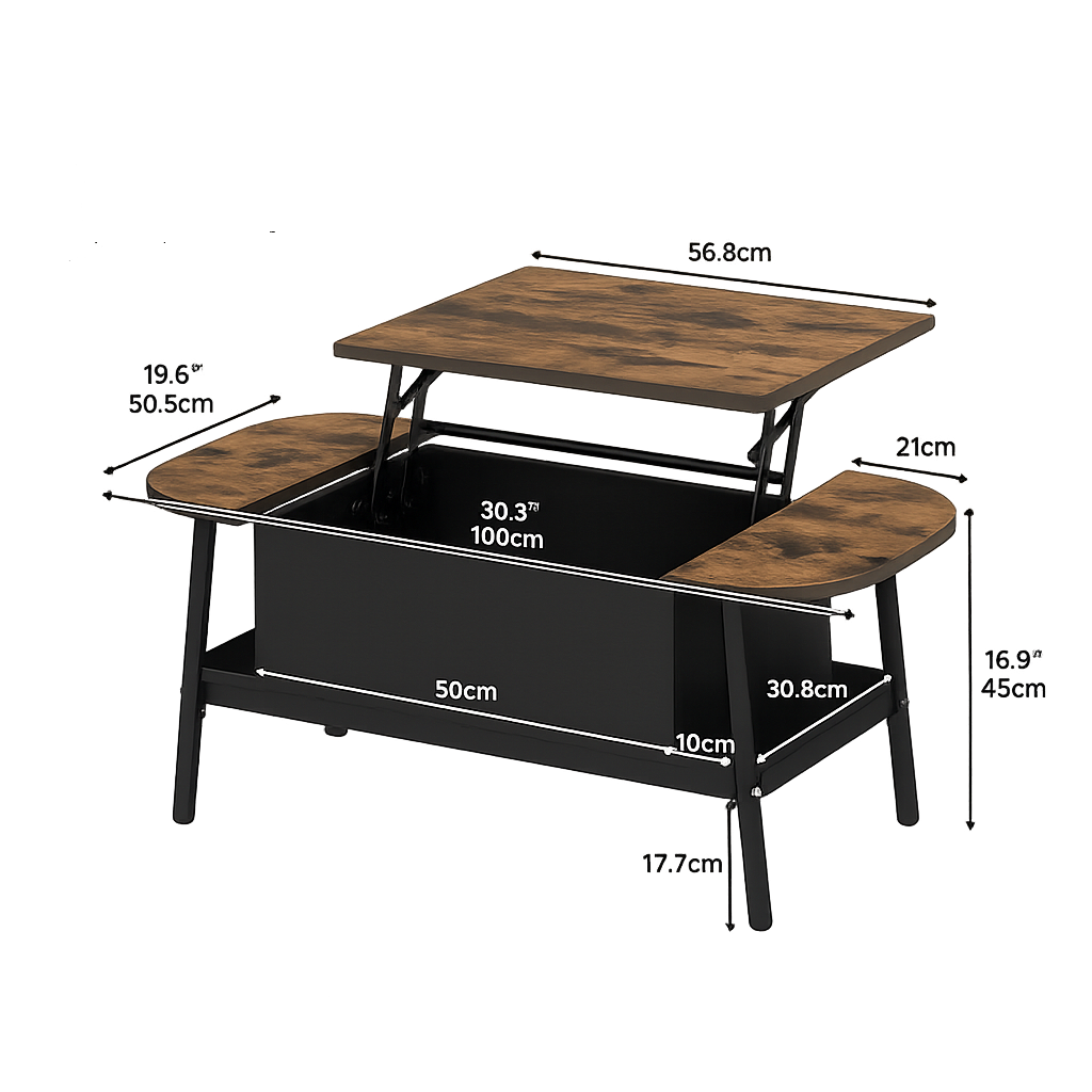 Table Basse Organique Relevable avec Rangement - Velin