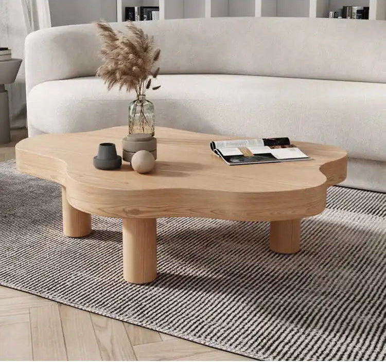 Table Basse en Bois Massif Forme Nuage - Style Scandinave Nubia