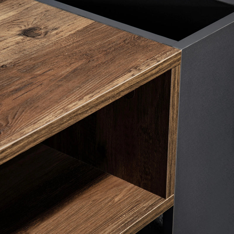 Table Basse en Bois Rectangulaire Design avec Tiroir et Rangements - Style Contemporain Trava