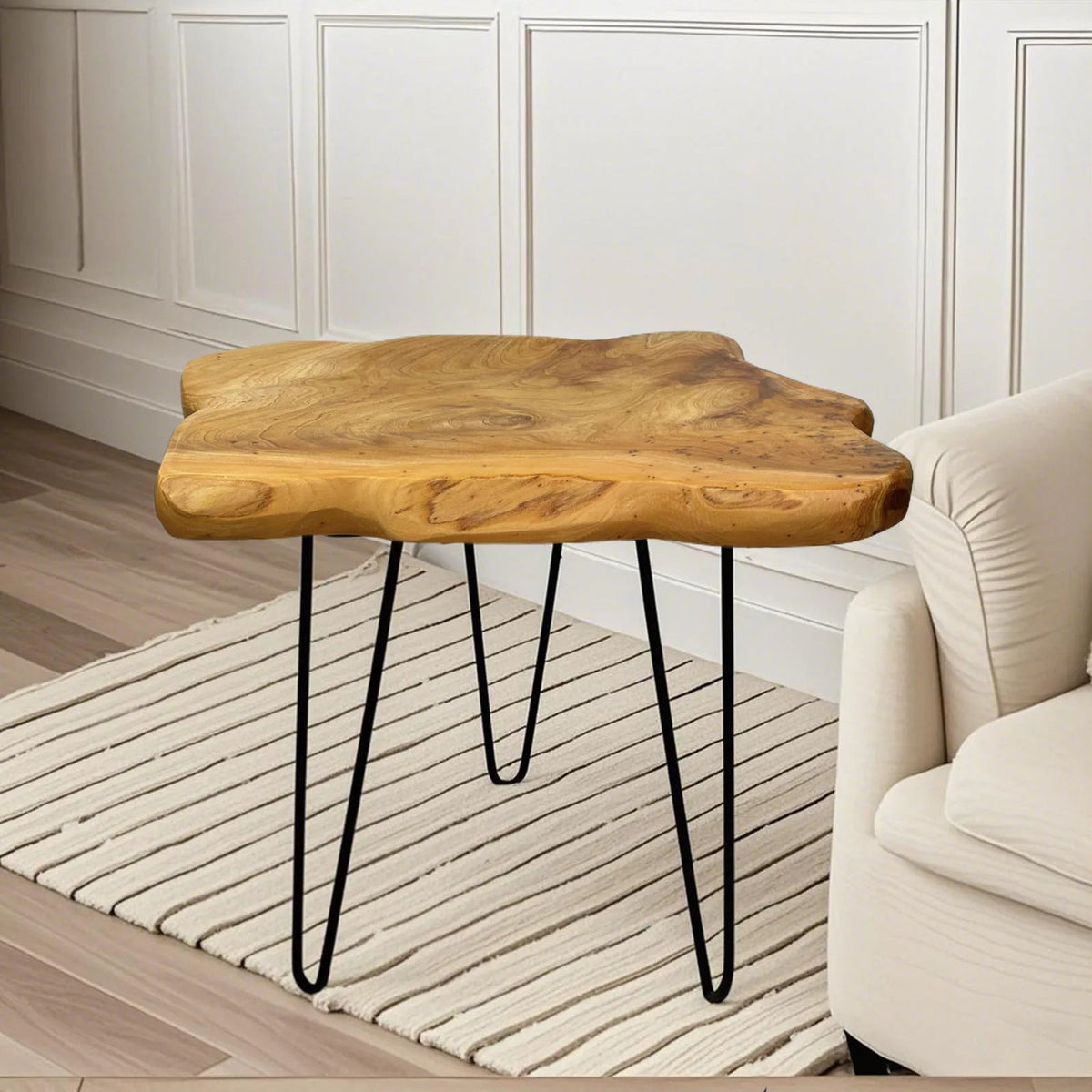 Petite Table Basse en Bois Brut - Design Organique Milo
