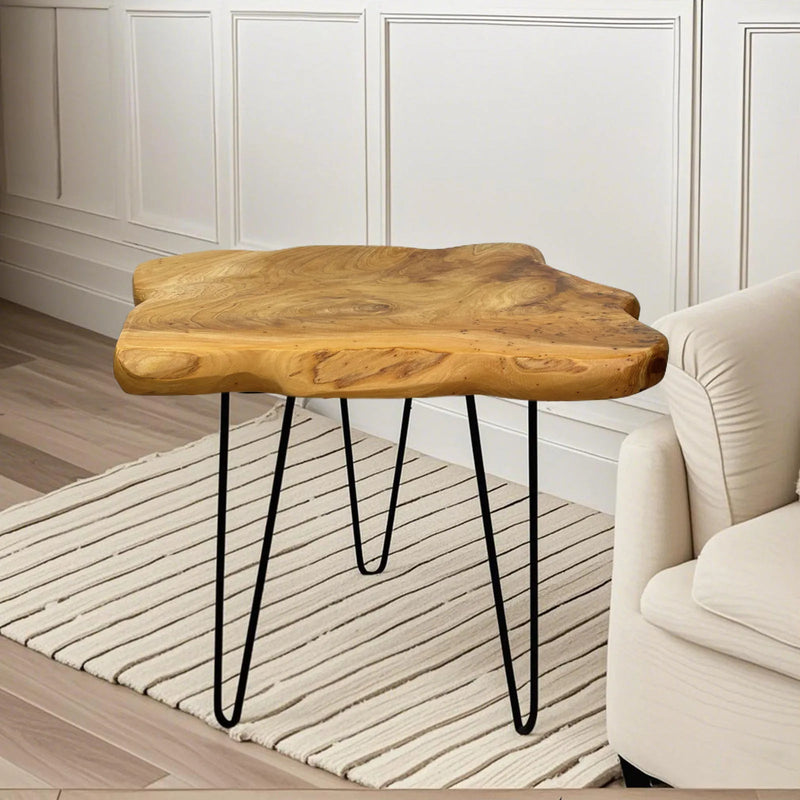 Petite Table Basse en Bois Brut - Design Organique Milo