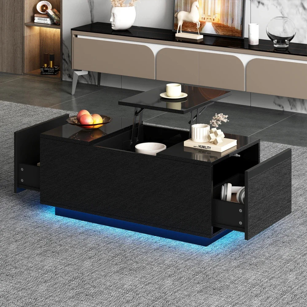 Table Basse Relevable avec LED et Plateau Ajustable - Kavon