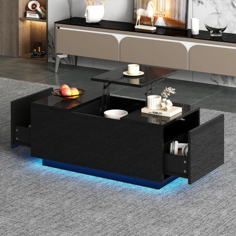 Table Basse Relevable avec LED et Plateau Ajustable - Kavon