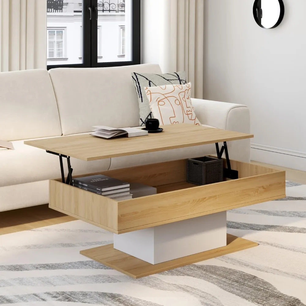 Table Basse Relevable en Bois Rectangulaire Élève