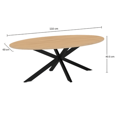 Table Basse Ovale en Bois et Métal - Design Moderne Palvo