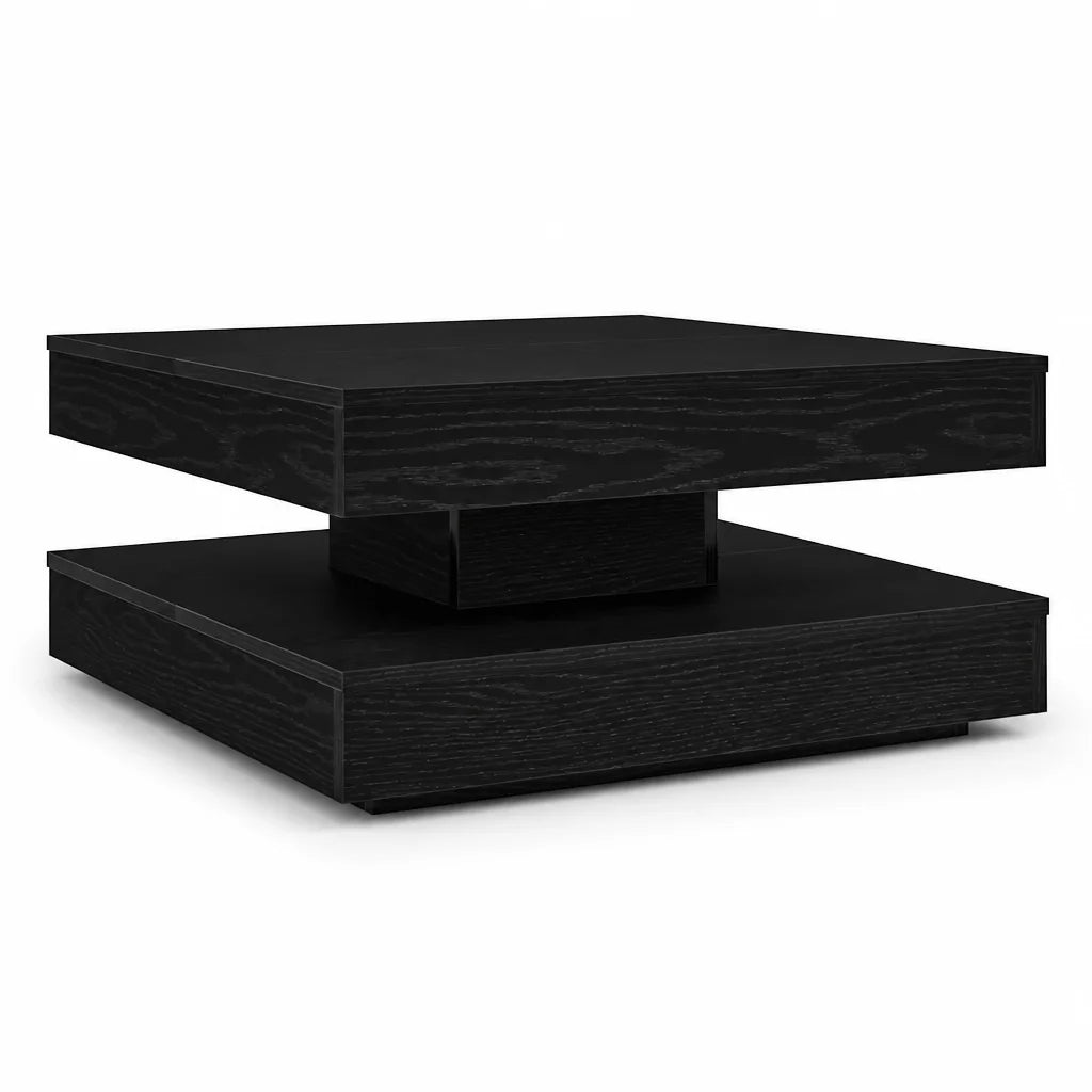 Table Basse Carrée Double Niveau Plateau Tournant Twist