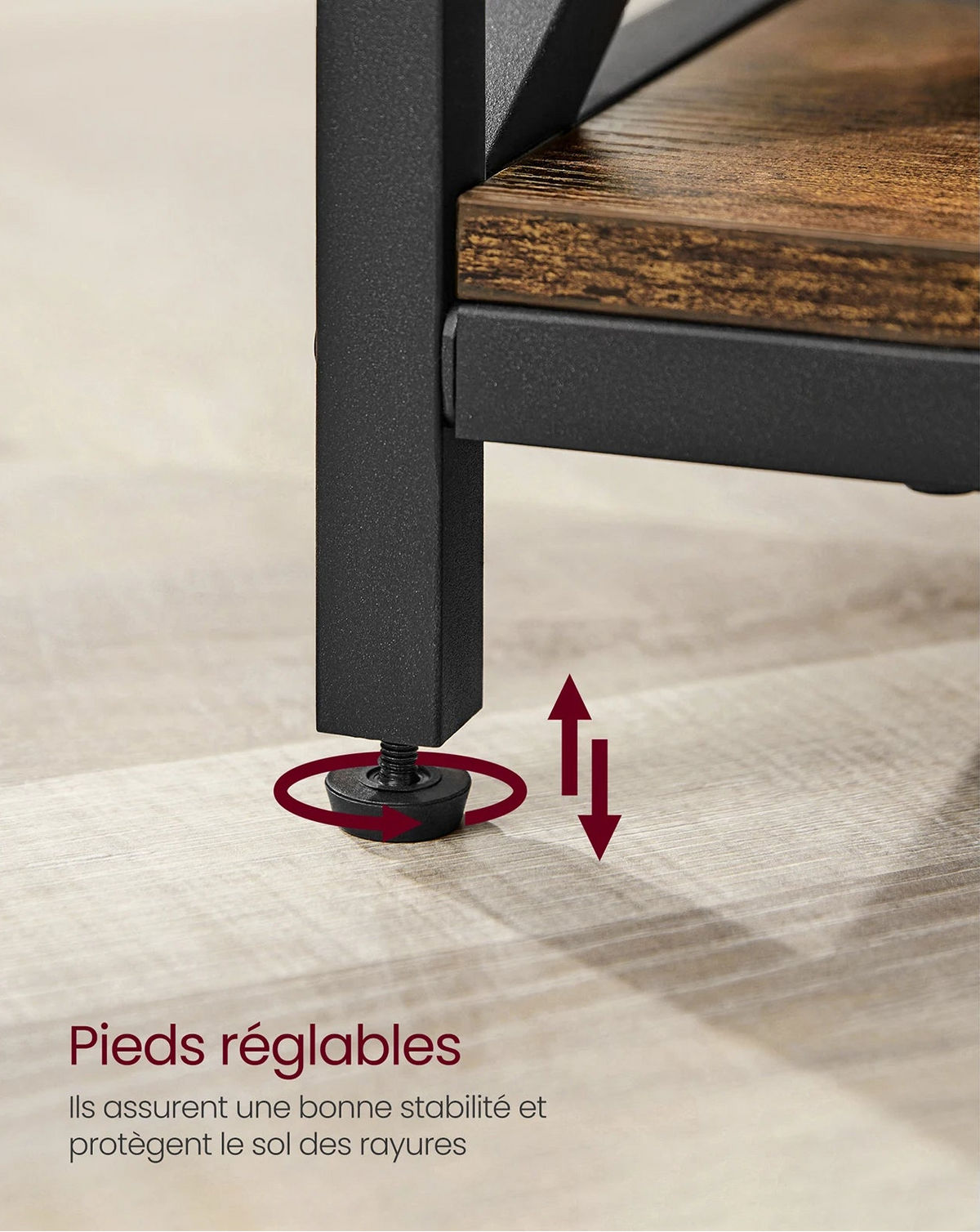 Table Basse Relevable Bois et Métal avec Rangement - Design Moderne Torvik