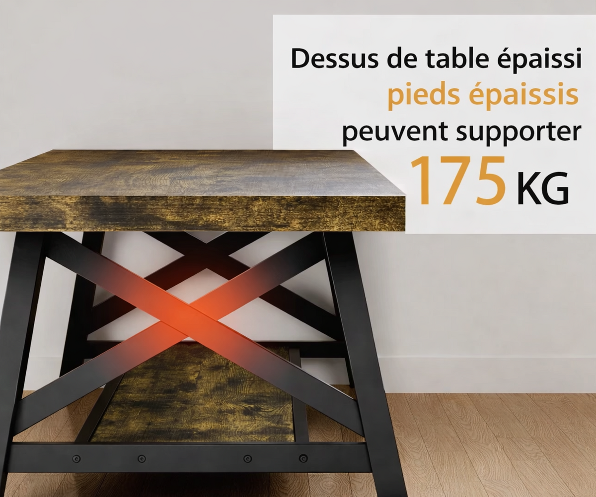 Table Basse Rectangulaire Bois et Métal avec Rangement - Design Vintage Torvi