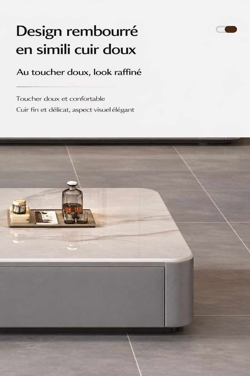 Table Basse Design Effet Marbre avec Rangements - Style Contemporain Solvia