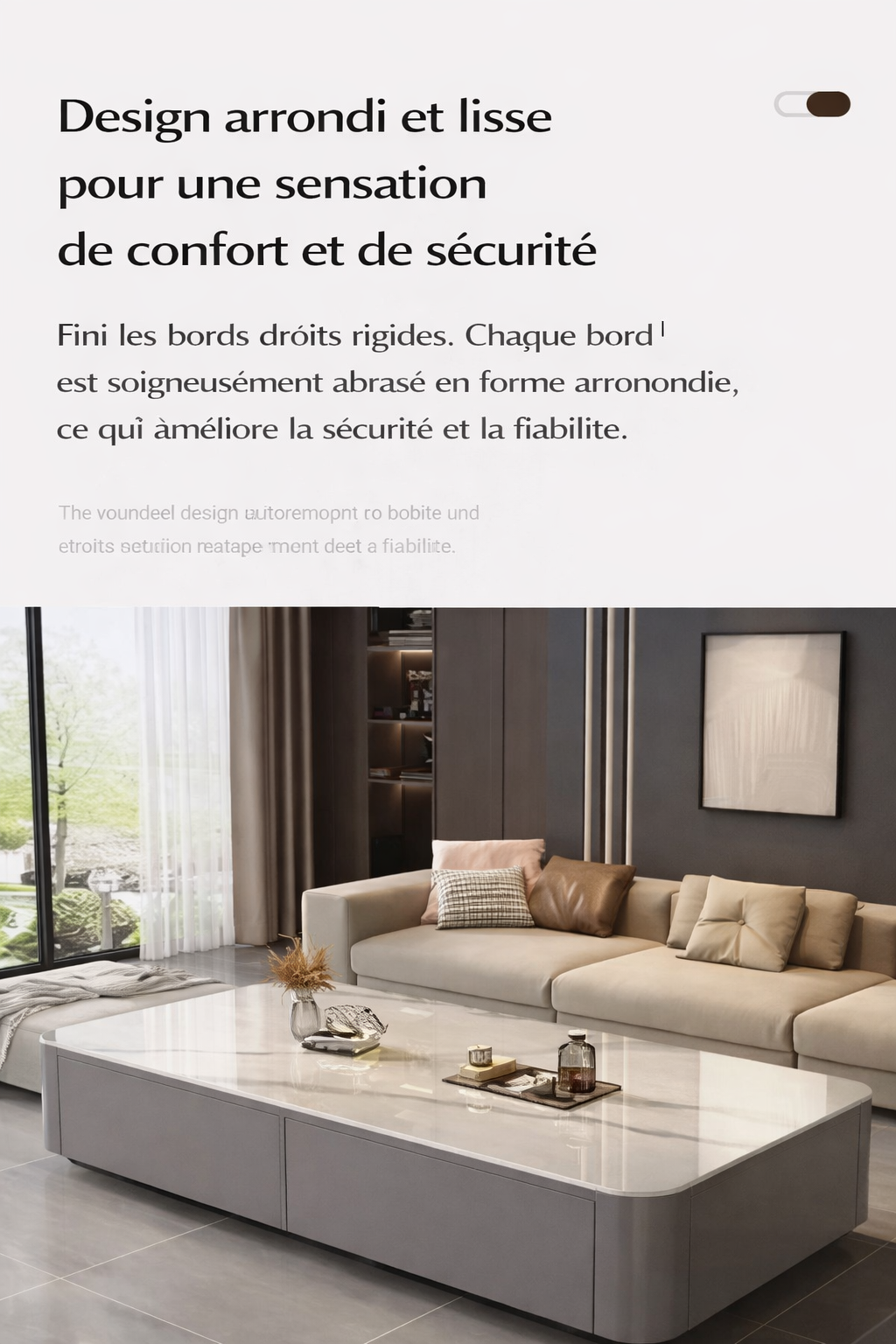 Table Basse Design Effet Marbre avec Rangements - Style Contemporain Solvia