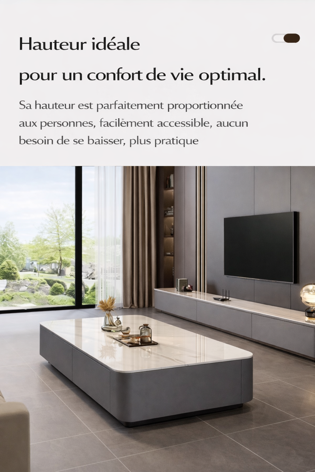 Table Basse Design Effet Marbre avec Rangements - Style Contemporain Solvia