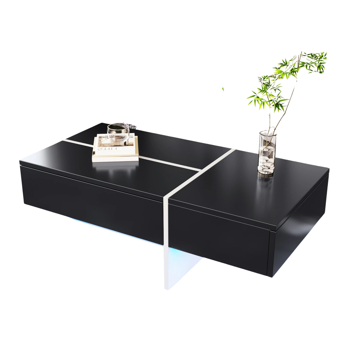Table Basse Noire et Blanche avec LED - Design Moderne Vindra