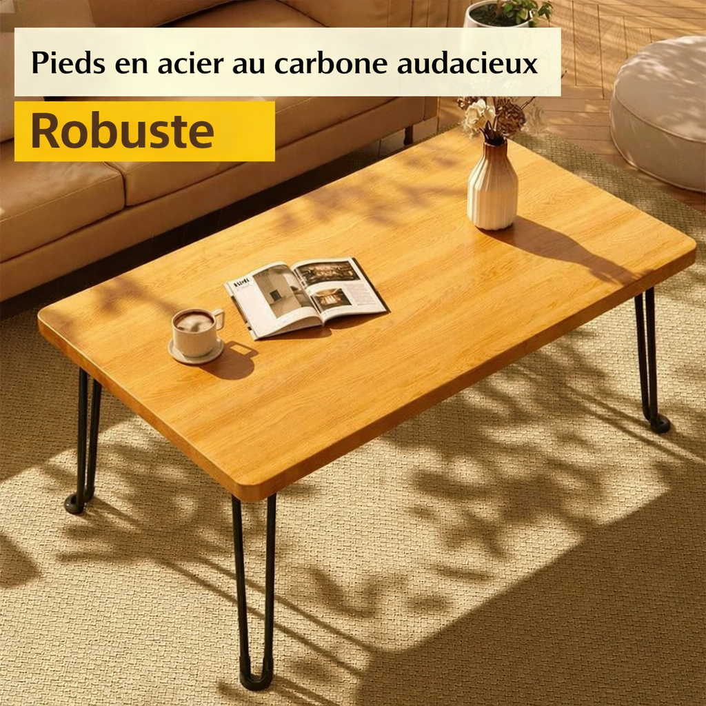 Table Basse Pliante Rectangulaire en Bois pour Petit Espace - Design Moderne Klipa