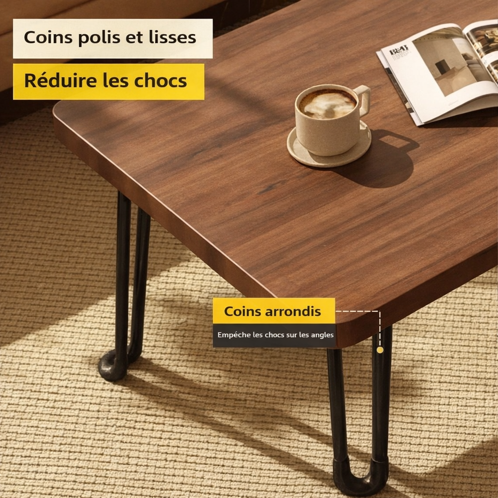 Table Basse Pliante Rectangulaire en Bois pour Petit Espace - Design Moderne Klipa