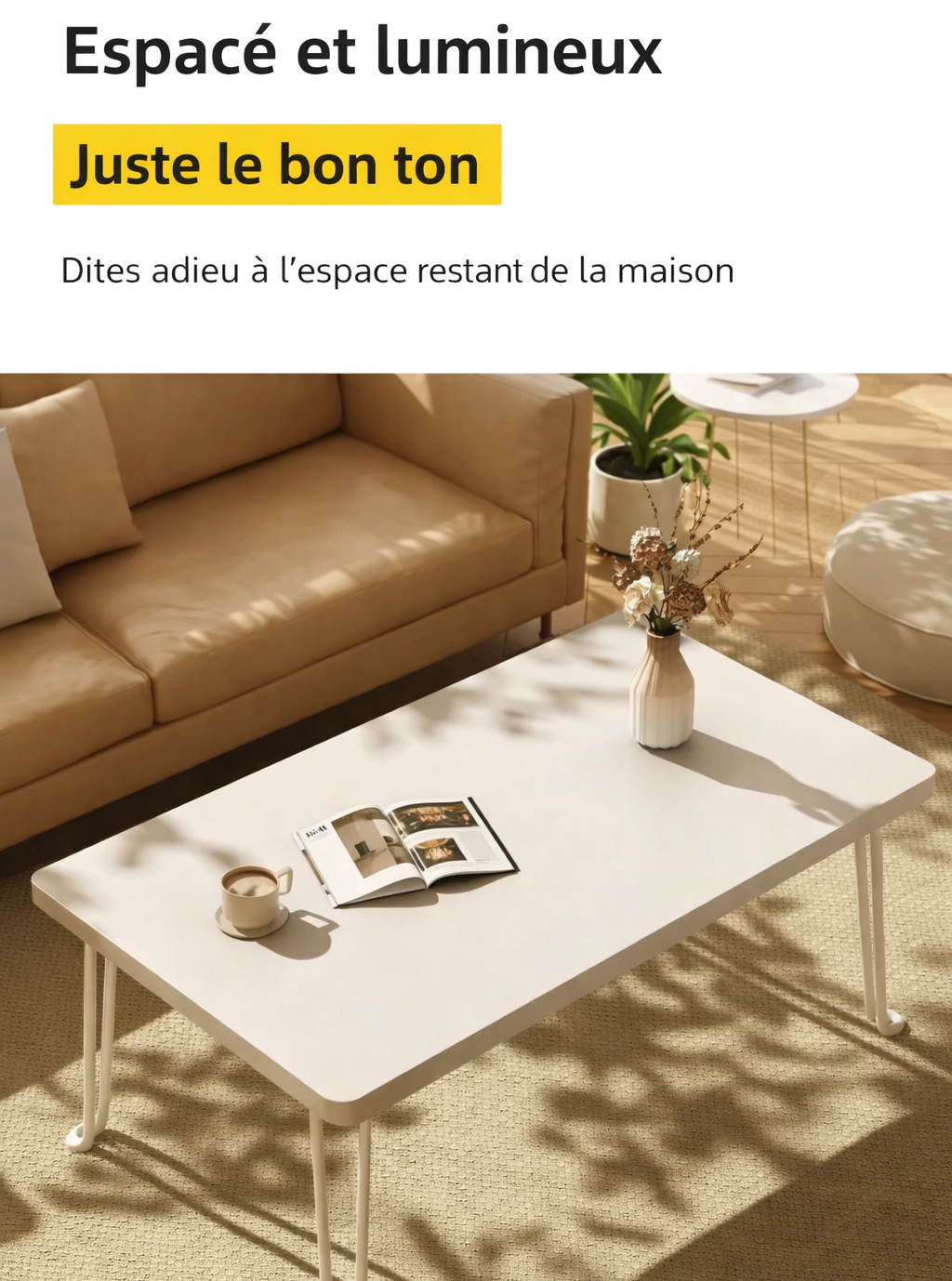 Table Basse Pliante Rectangulaire en Bois pour Petit Espace - Design Moderne Klipa