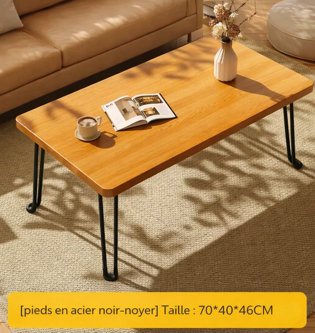 Table Basse Pliante Rectangulaire en Bois pour Petit Espace - Design Moderne Klipa